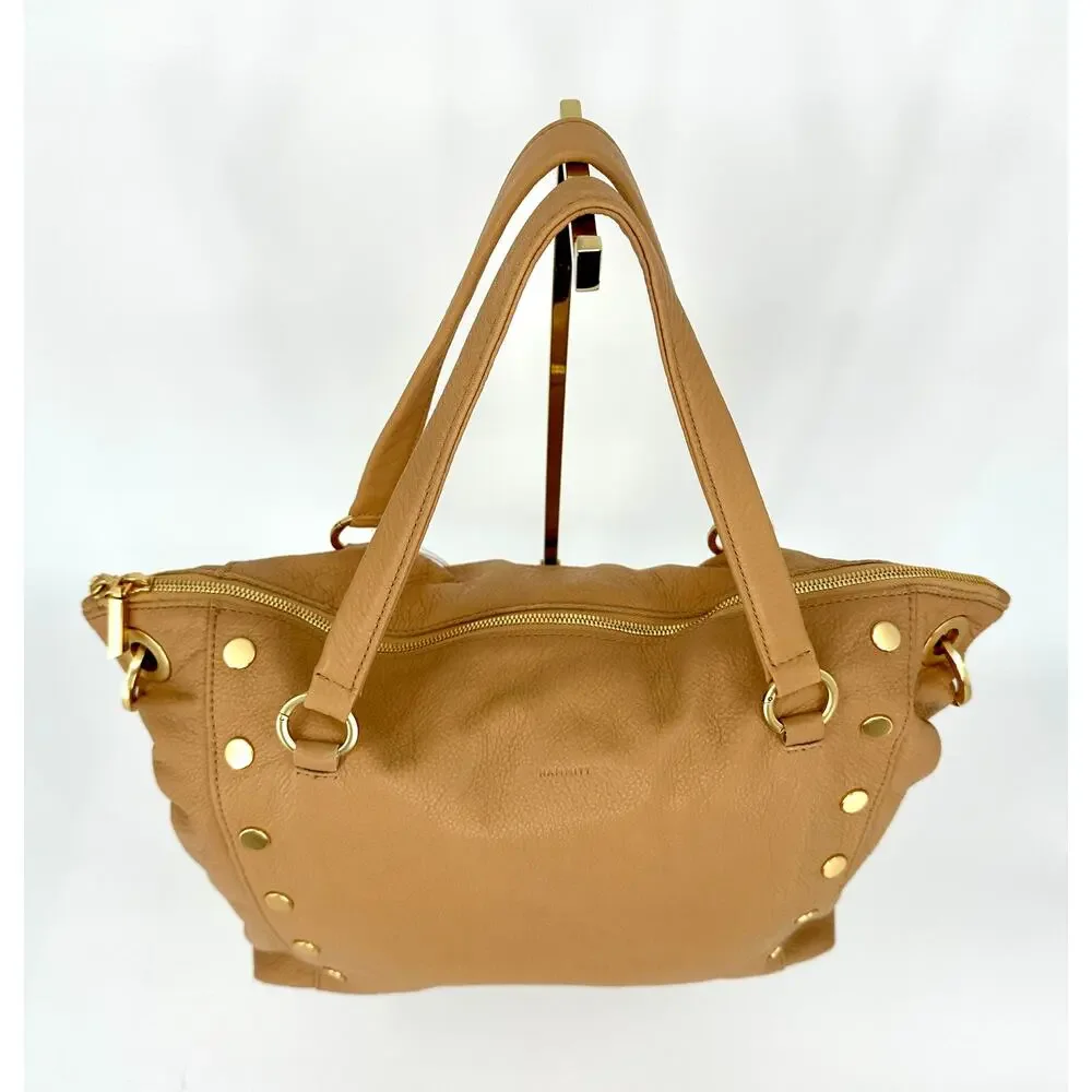 Hammitt Daniel Large Tan Toast Leather Studded Tote Brushed Gold Hardware NWT